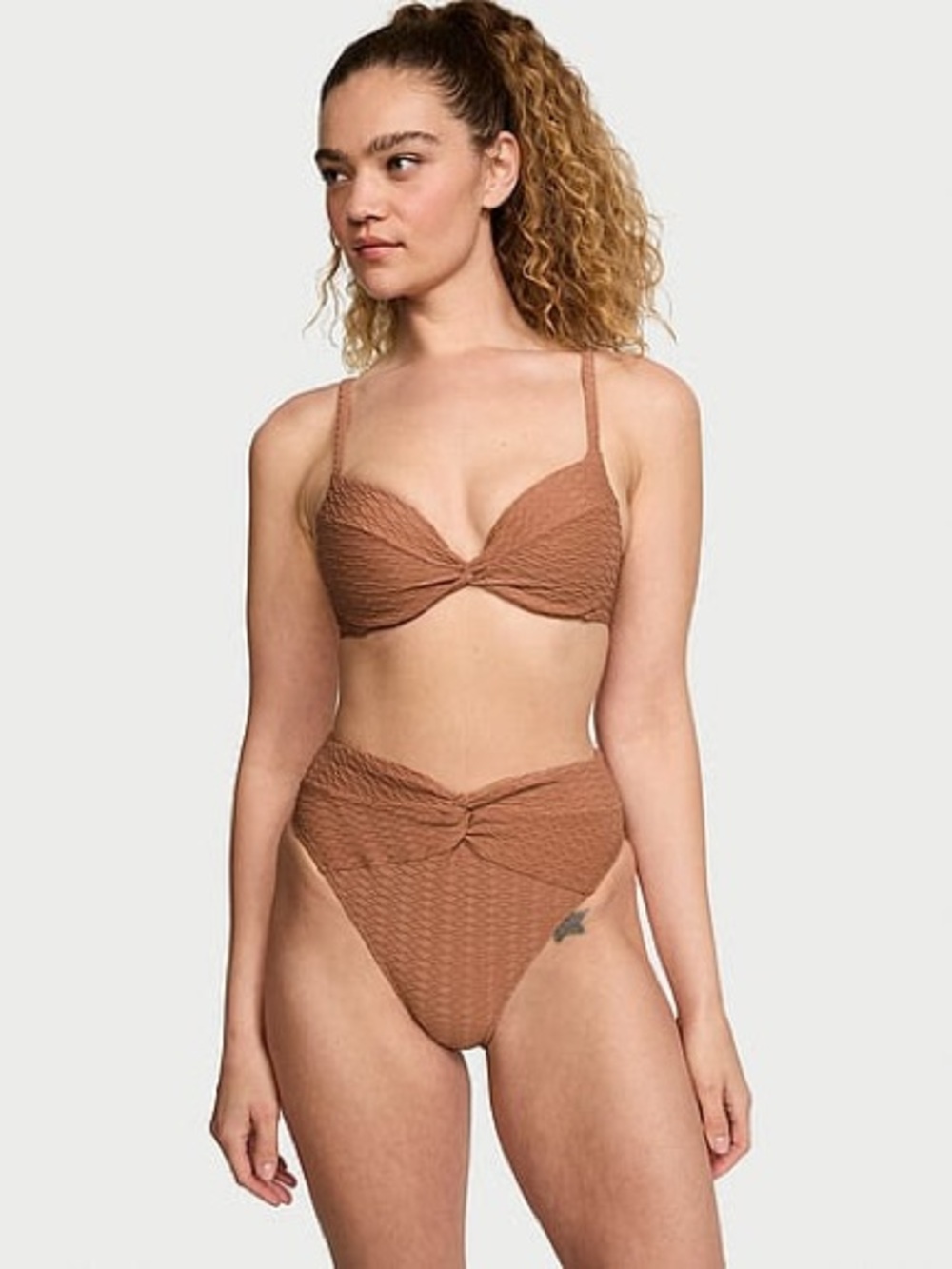 Victoria’s Secret Mix & Match Twist Push-Up Bikini Top, Caramel, 32d